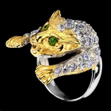 Anel de prata 925 verão redondo tanzanita cromo pedra preciosa diópsido tamanho 8 comprar usado  Enviando para Brazil