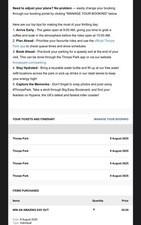 Four tickets thorpe for sale  SOUTHAMPTON