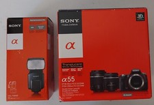 SONY SLT-A55VY Kamera +2 SONY Objektiven 18-55mm 55-200mm + Blitz HVL-F58AM OVP comprar usado  Enviando para Brazil