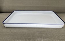 Bandeja de servir rasa esmalte acabamento branco/azul 11 x 15 vintage comprar usado  Enviando para Brazil