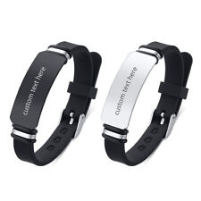Pulseira masculina feminina de aço inoxidável silicone personalizada bracelete bracelete gravura grátis comprar usado  Enviando para Brazil