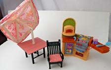 Fisher Price Loving Family Casa de Bonecas Móveis de Pátio Guarda-chuva Pátio Forno Grelha comprar usado  Enviando para Brazil