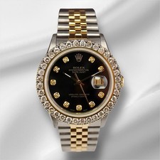 Rolex Datejust masculino 36 mm ouro amarelo 18k e aço ICED 2,25 ct diamantes mostrador preto comprar usado  Enviando para Brazil