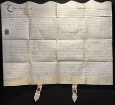 1694 indentured deed for sale 1694 indentured deed for sale  BEDFORD