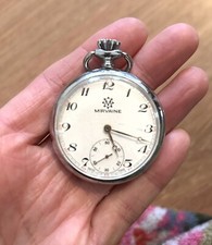 Antigo relógio de bolso Mirvaine prata tom, fabricado na Suíça + relógio de bolso mostrador não testado comprar usado  Enviando para Brazil