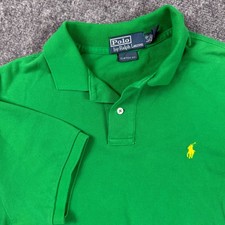 Camisa polo masculina verde ajuste personalizado logotipo amarelo grande Ralph Lauren comprar usado  Enviando para Brazil