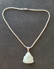Lindo colar feminino italiano de prata maciça 925 com grande pingente de Buda de Jade comprar usado  Enviando para Brazil