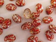 36 cabochões ovais de vidro tcheco 14x10mm folha de prata opala marrom comprar usado  Enviando para Brazil