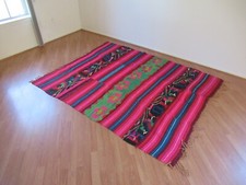 Tapete de lã vintage mexicano ou sul-americano 3 painéis unilateral, 85" x 66", usado comprar usado  Enviando para Brazil
