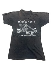 Camiseta vintage anos 80 Moores personalizada bicicleta Cycles Greensboro NC desbotada Thrashed motocicleta, usado comprar usado  Enviando para Brazil