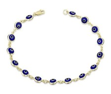 Pulseiras amuleto de ouro amarelo 14k turcas proteção para os olhos do mal sorte cabalá, usado comprar usado  Enviando para Brazil