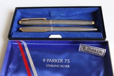 PARKER 75 PRATA ESTERLINA CROSSHATCH CISELÉ conjunto CANETA TINTEIRO E CANETA ESFEROGRÁFICA comprar usado  Enviando para Brazil