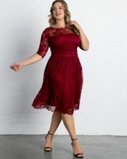 Vestido Kiyonna Rojo Luna Encaje 1X Festoneado Forrado Ajuste + Acampanado Boda Invitada Fiesta segunda mano  Embacar hacia Mexico