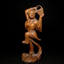 Usado, Estátua imortal Lan Caihe cesta esculpida à mão madeira buxo chinesa antiga 6 polegadas comprar usado  Enviando para Brazil