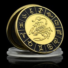 Usado, Moeda de ouro da constelação de Escorpião medalha comemorativa do zodíaco incrustada diamante comprar usado  Enviando para Brazil
