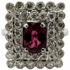 Anillo de halo cuadrado de circonia cuadrado redondo de plata 925 antiguo de colección rubí y rubí cúbico segunda mano  Embacar hacia Mexico