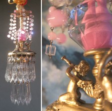 Candelabro vintage para quarto de bebê abajur de celing querubim trompete cristal latão vidro rosa comprar usado  Enviando para Brazil