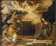 Pintura a óleo A-Anunciação-El-Greco-Pintura a óleo paisagem de anjos de Madonna comprar usado  Enviando para Brazil