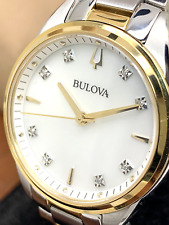 Relógio feminino Bulova 98P184 diamante acento dois tons aço inoxidável quartzo 32mm comprar usado  Enviando para Brazil