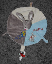 🐰 RODA RODADOU doudou plat rond lapin bleu CORSICA gris attache tétine NEUF comprar usado  Enviando para Brazil