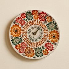 Vintage PRL Era Polish Ceramic/ Vintage Keramik Wanduhr PRL Polen Handbemalt  na sprzedaż  PL