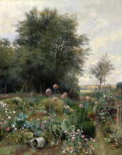Arte pintura a óleo paisagem jardim verão com plantas verdes pintadas à mão em tela, usado comprar usado  Enviando para Brazil