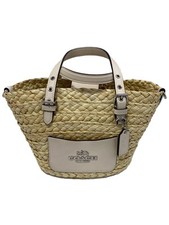 Bolsa de mão COACH bege branca pequena palha estilo cesta bolsa compacta verão MBb0809 comprar usado  Enviando para Brazil