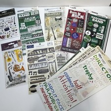 Lote de adesivos tema banda marcial álbum de recortes instrumentos musicais notas cartolina, usado comprar usado  Enviando para Brazil