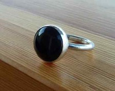 Anel de pedra preciosa ônix preto prata esterlina 925 20 mm anel de declaração de pedra redonda MJ5 comprar usado  Enviando para Brazil