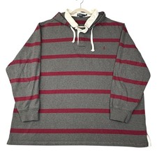 Camisa polo masculina de rugby Ralph Lauren 4XLT alta cinza vermelha listrada com capuz pulôver comprar usado  Enviando para Brazil