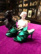 Sapato Feminino Espetacular Cetim Verde Biqueira Aberta tamanho 7 comprar usado  Enviando para Brazil