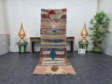 Alfombra vintage marroquí hecha a mano de 2'6""x7'8"" bereber geométrica marrón blanca alfombra  segunda mano  Embacar hacia Mexico