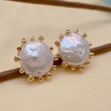 Brincos de pavê folheados a ouro pérola moeda branca cultivada Cz comprar usado Brincos de pavê folheados a ouro pérola moeda branca cultivada Cz comprar usado  Enviando para Brazil