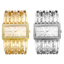 Relógios de pulso femininos de quartzo analógicos largos com bracelete quadrado com strass comprar usado  Enviando para Brazil