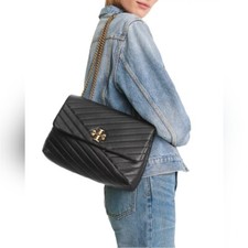 Bolsa de ombro Tory Burch Kira Chevron conversível grande preta comprar usado  Enviando para Brazil