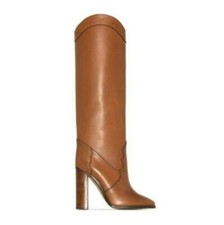 Bota feminina punk bloco salto alto biqueira pontuda cowboy joelho alto inverno ao ar livre , usado comprar usado  Enviando para Brazil