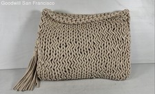 Bolsa de viagem A.L.C couro marfim tecido borla retangular extra grande comprar usado  Enviando para Brazil