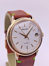 Relógio Poljot 2614 Vintage Mostrador Branco Couro Masculino Just Date Mecânico comprar usado  Enviando para Brazil