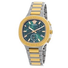 Relógio Versace V-Chrono cronógrafo quadrado mostrador verde quartzo VEVCA0624 comprar usado  Enviando para Brazil