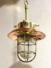 Pingente externo grande de latão maciço luz antepara com abajur de cobre - 1 peça, usado comprar usado  Enviando para Brazil