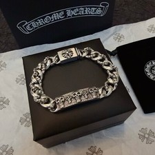 Pulseira de corrente cubana de prata vintage masculina crânio cruzado corações cromados S925 22cm comprar usado  Enviando para Brazil