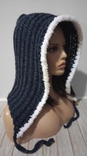 Chapéu capuz feminino de crochê feito à mão tamanho grande scoodie denim torção lã mistura novo comprar usado  Enviando para Brazil
