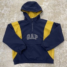 Usado, Jaqueta infantil Gap média azul amarela logotipo malha forrada com capuz quater zíper corta-vento comprar usado  Enviando para Brazil