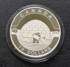 Moeda de prata pura 2014 Canadá $10 - The Igloo - RCM Heavy CAMEO, usado comprar usado  Enviando para Brazil