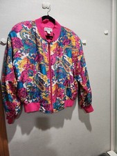 Jaqueta Bombardeiro Carol Horn Antiga Tamanho M Seda Anos 80 Retrô Estampa Total Hip Hop Rosa comprar usado  Enviando para Brazil