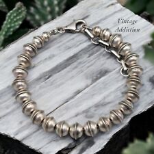 Pulseira de contas de banco Navajo 7 mm esterlina sudoeste ajustável 6,25"-8" comprar usado  Enviando para Brazil