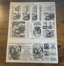 Folha publicitária vintage The Blue Lagoon Brooke Shields Christopher Atkins filme promocional comprar usado  Enviando para Brazil