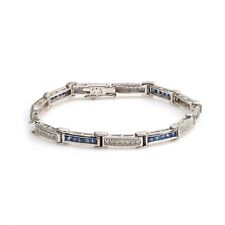 Pulseira de tênis de 2 mm corte quadrado pedra preciosa safira natural em prata esterlina 925 comprar usado  Enviando para Brazil