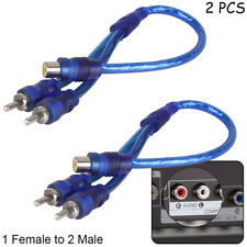 Usado, 2 peças adaptador de cabo divisor RCA Y conector de áudio 1 fêmea para 2 macho azul comprar usado  Enviando para Brazil
