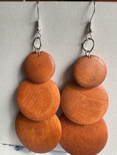 Earrings large wooden for sale  BEDFORD